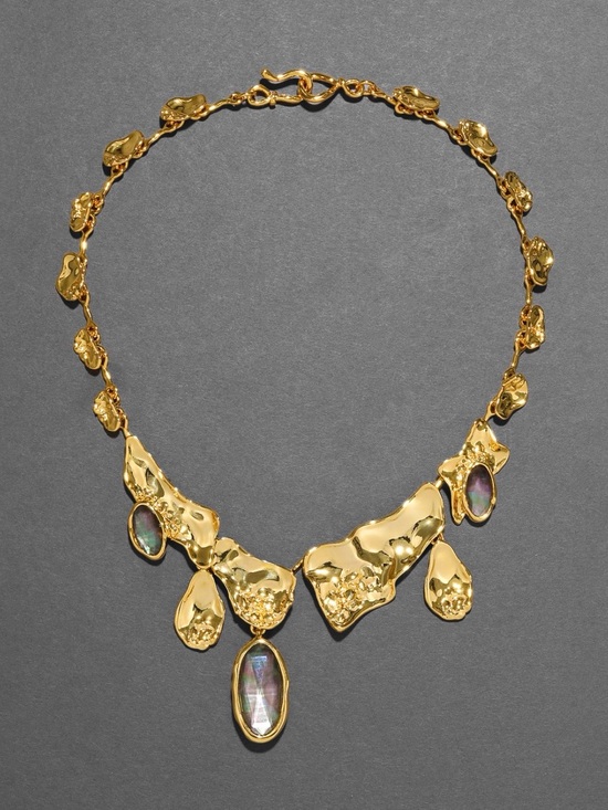 Alexis Bittar Jewelry - Alexis Bittar Brut Gold Reef Bib Necklace ~ Black Mother of Pearl